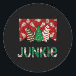 Sticker Rond Fun Christmas Tree Cake Junkie Tis Season West<br><div class="desc">Fun Christmas Tree Cake Junkie Tis Season Western Xmas</div>