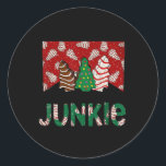Sticker Rond Fun Christmas Tree Cake Junkie Tis Season West<br><div class="desc">Fun Christmas Tree Cake Junkie Tis Season Western Xmas</div>