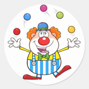 Sticker Rond Fun Circus Clown Jongler des balles