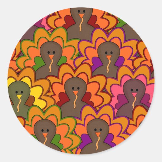 Sticker Rond Fun Colorful Thanksgiving (Devant)