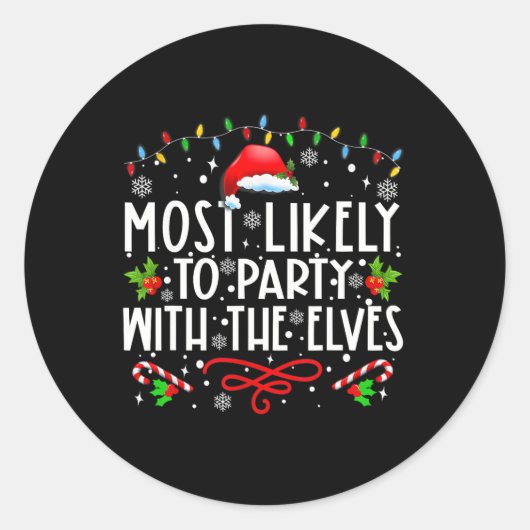 Sticker Rond Fun Correspondant Noël Le Plus Probable À Fête Ave (Devant)