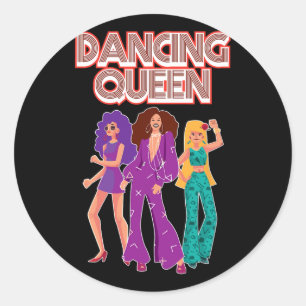 Sticker Rond Fun Dancing Queen Disco Dance Club Party 1970s Gif
