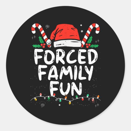 Sticker Rond Fun de famille forcé Sarcastique Noël drôle (Devant)