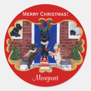 Sticker Rond Fun de Noël personnalisé pour les pêcheurs du Labr