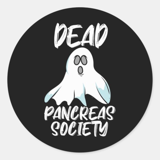 Sticker Rond Fun Dead Pancreas Society T1D T2D Design (Devant)