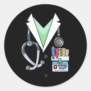 Sticker Rond Fun Doctor White Lab Coat Costume Halloween Docteu