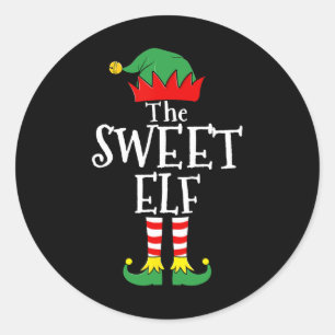 Sticker Rond Fun Elf Noël Pyjamas Famille 1
