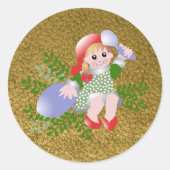 Sticker Rond Fun Festive mignonne Fille de Noël (Devant)