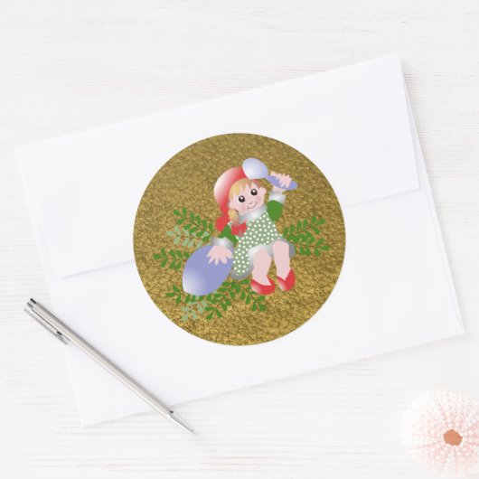 Sticker Rond Fun Festive mignonne Fille de Noël (Enveloppe)