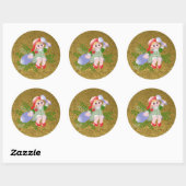 Sticker Rond Fun Festive mignonne Fille de Noël (Feuille)