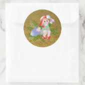 Sticker Rond Fun Festive mignonne Fille de Noël (Sac)