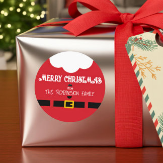 Sticker Rond Fun Festive Minimalist Santa Claus Christmas