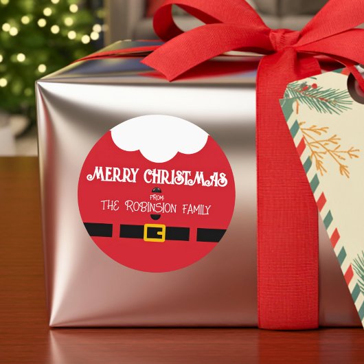 Sticker Rond Fun Festive Minimalist Santa Claus Christmas