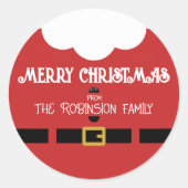 Sticker Rond Fun Festive Minimalist Santa Claus Christmas (Devant)