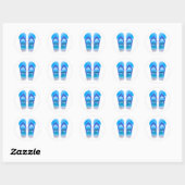 Sticker Rond Fun Flip Flops Summer Beach Art pour vacances (Feuille)