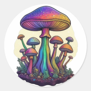Sticker Rond Fun Florescent Fungi