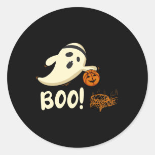 Sticker Rond Fun Ghost Player Boo Basketball Halloween Costume