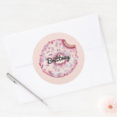 Sticker Rond Fun Girly Rose Sprinkings Nom personnalisé Fête Do (Enveloppe)