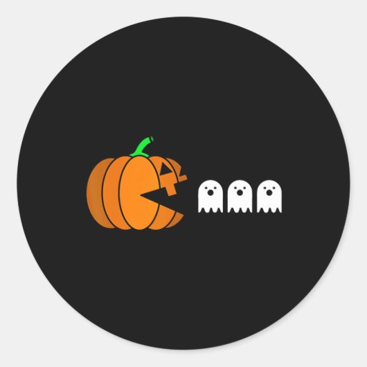 Sticker Rond Fun Halloween Citrouille manger Ghost (Devant)