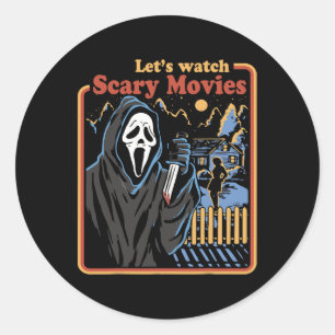 Sticker Rond Fun Halloween Regardons Horror Movies Ghost