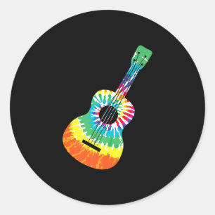 Sticker Rond Fun Hippie Rainbow Tie Dye Acoustic Guitar Premium
