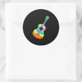 Sticker Rond Fun Hippie Rainbow Tie Dye Acoustic Guitar Premium (Sac)