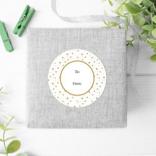 Sticker Rond Fun hiver White Gold Stars Noël