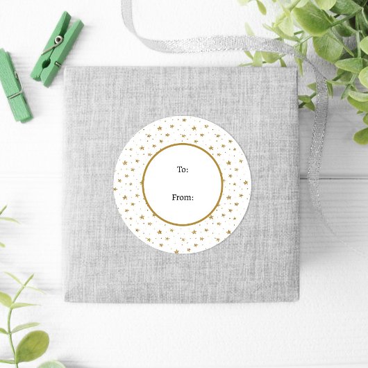 Sticker Rond Fun hiver White Gold Stars Noël