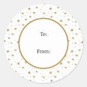 Sticker Rond Fun hiver White Gold Stars Noël (Devant)