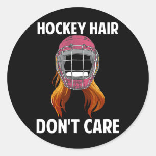 Sticker Rond Fun Hockey Hair s'en fiche Wintersports Female Hoc