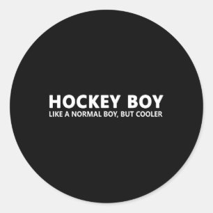 Sticker Rond Fun Hockey Son Hockey Sur Glace Garçon