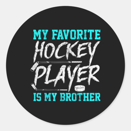 Sticker Rond Fun Hockey Tee Frère nouveauté Cadeau frère (Devant)