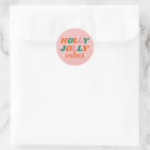 Sticker Rond Fun Holly Jolly Vibes Design de Noël (Sac)