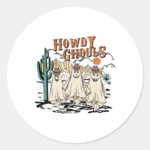 Sticker Rond Fun Howdy Ghouls Western Halloween Fantômes d'auto