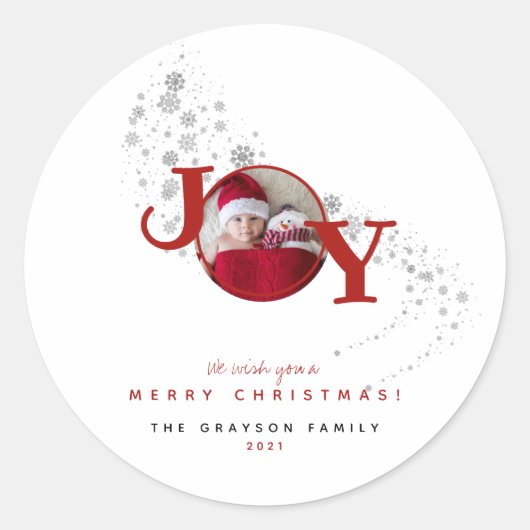 Sticker Rond Fun Joyeux Noël Joie Photo Holiday (Devant)