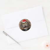 Sticker Rond Fun Jumping Spider à Santa Hat Noël (Enveloppe)