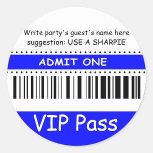 Sticker Rond Fun Kids VIP Pass Admettre une fête d'anniversaire