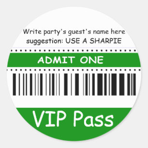 Sticker Rond Fun Kids VIP Pass Admettre une fête d'anniversaire