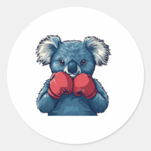 Sticker Rond Fun Koala Bear Boxe Pour Un Champion Et Boxing Lo