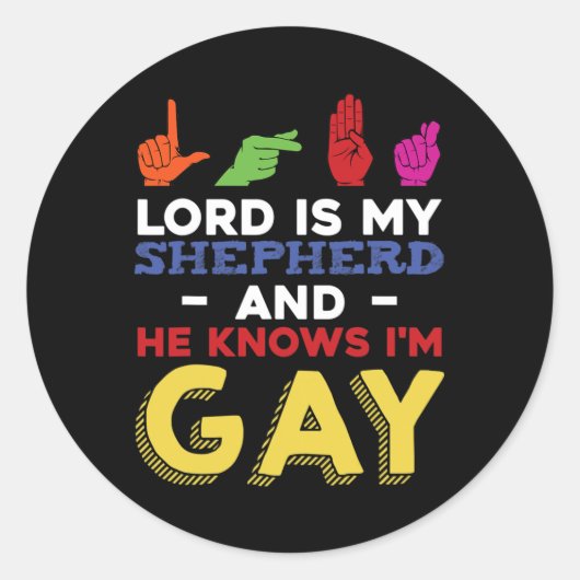 Sticker Rond Fun LGBT Gay pride Mois Sensibilisation ASL Langue (Devant)