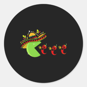 Sticker Rond Fun Mexicain Sombrero Manger Pepper Chaud Skuls Ci