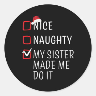 Sticker Rond Fun Naughty Nice Noël Famille Pajama Hommes Femmes