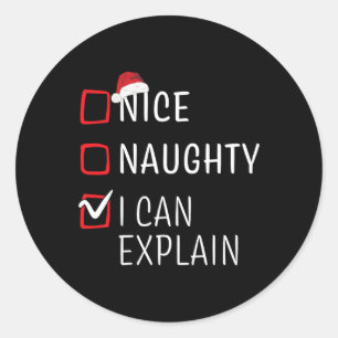 Sticker Rond Fun Naughty Nice Noël Famille Pajama Hommes Femmes
