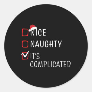Sticker Rond Fun Naughty Nice Noël Famille Pajama Hommes Femmes