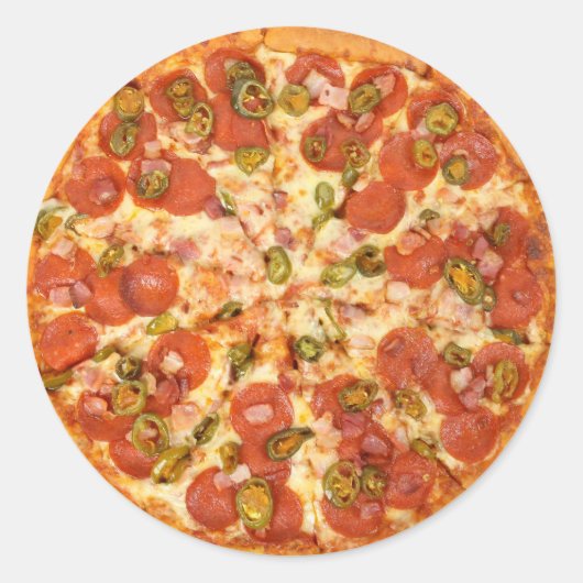 Sticker Rond Fun Novelty Cool Food Pizza Theme Kitchen (Devant)