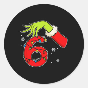 Sticker Rond Fun numéro 6 Noël 67 Six Sept Mème Xmas Hommes