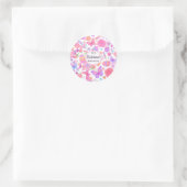 Sticker Rond Fun Papillon rose, Cupcake, Motif de bonbons (Sac)