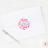 Sticker Rond Fun Papillon rose, Cupcake, Motif de bonbons (Enveloppe)