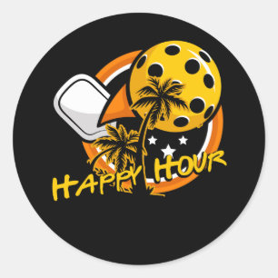 Sticker Rond Fun Pickleball Retraite Happy Hour Huge Pickleba