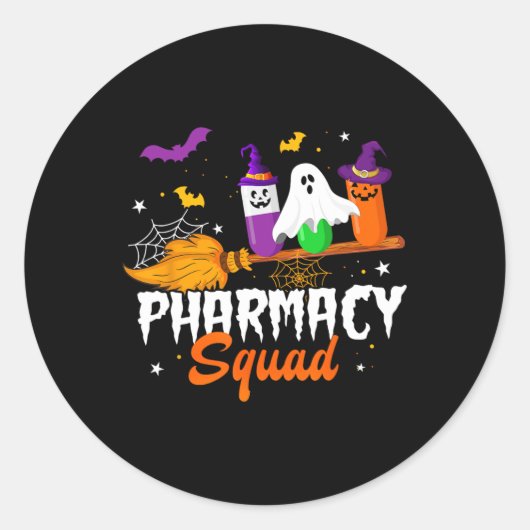 Sticker Rond Fun Pills Pharmad Squad Pharmacist Technicien Hal (Devant)